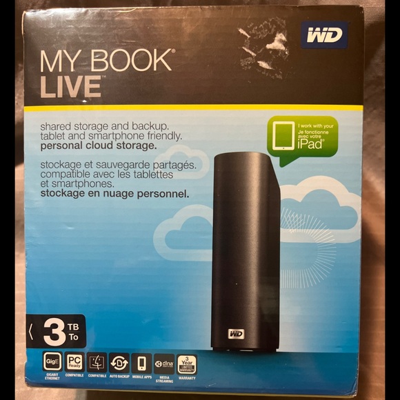 WD My Book Live 3TB Personal Hard Drive Storage WDBACG0030HCH-NESN New Sealed - Picture 1 of 16